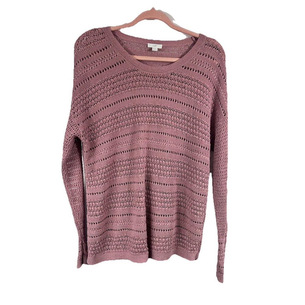 J.Jill Open Knit Sweater S Mauve Coastal Grandmother Boho Shabby Chic Balletcore